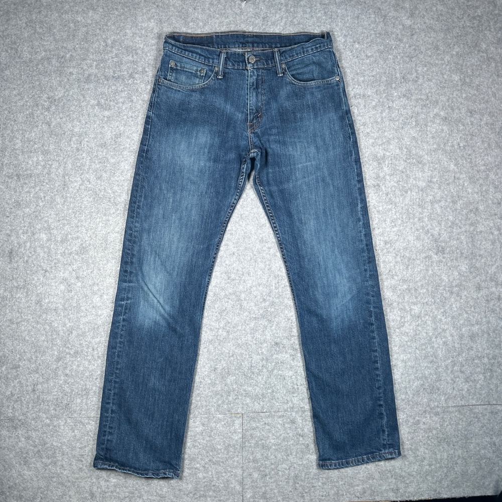 Levis 514 Denim Jeans Men 32x32 Blue Straight Leg Stretch Casual Classic red tab